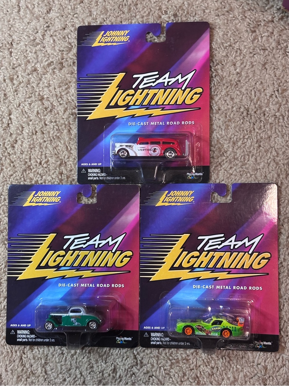 2000 Johnny Lightning Team Lightning Die-Cast Metal Road Rods Lot Of 3